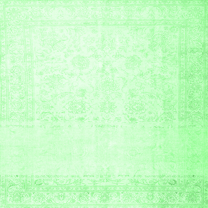 Square Machine Washable Persian Emerald Green Traditional Area Rugs, wshtr4487emgrn