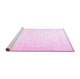 Sideview of Machine Washable Persian Pink Traditional Rug, wshtr4487pnk