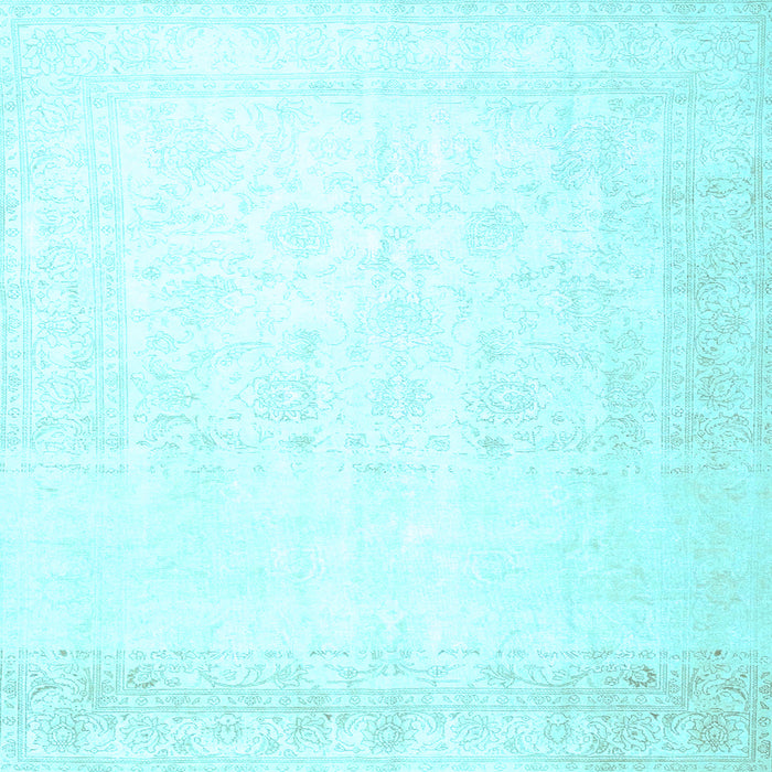 Square Machine Washable Persian Light Blue Traditional Rug, wshtr4487lblu