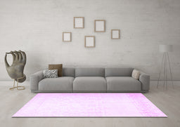 Machine Washable Persian Purple Traditional Area Rugs in a Living Room, wshtr4487pur
