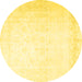 Round Persian Yellow Traditional Rug, tr4487yw