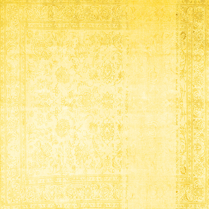 Square Machine Washable Persian Yellow Traditional Rug, wshtr4487yw