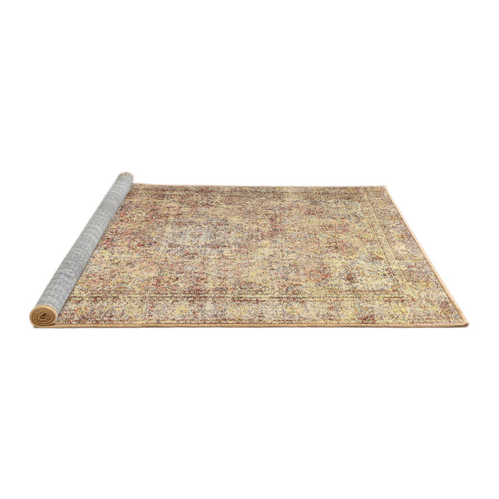 Sideview of Machine Washable Traditional Brown Gold Rug, wshtr4488