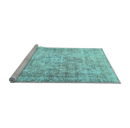 Sideview of Machine Washable Persian Light Blue Traditional Rug, wshtr4488lblu