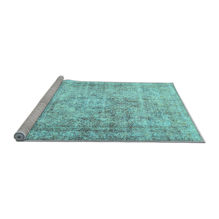 Sideview of Machine Washable Persian Light Blue Traditional Rug, wshtr4488lblu