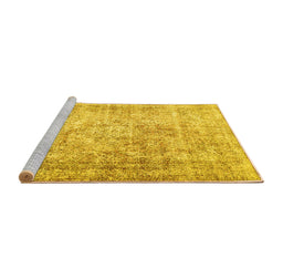 Sideview of Machine Washable Persian Yellow Traditional Rug, wshtr4488yw