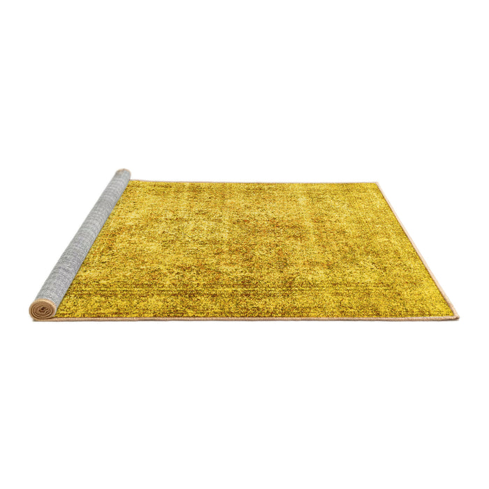 Sideview of Machine Washable Persian Yellow Traditional Rug, wshtr4488yw