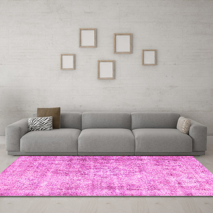 Machine Washable Persian Pink Traditional Rug in a Living Room, wshtr4488pnk