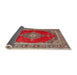 Sideview of Traditional Camel Brown Medallion Rug, tr4489