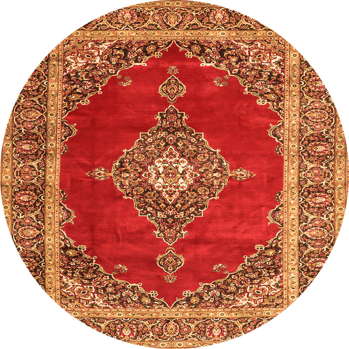 Square Medallion Orange Traditional Rug, tr4489org