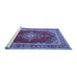 Sideview of Machine Washable Medallion Blue Traditional Rug, wshtr4489blu