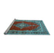 Sideview of Machine Washable Medallion Light Blue Traditional Rug, wshtr4489lblu