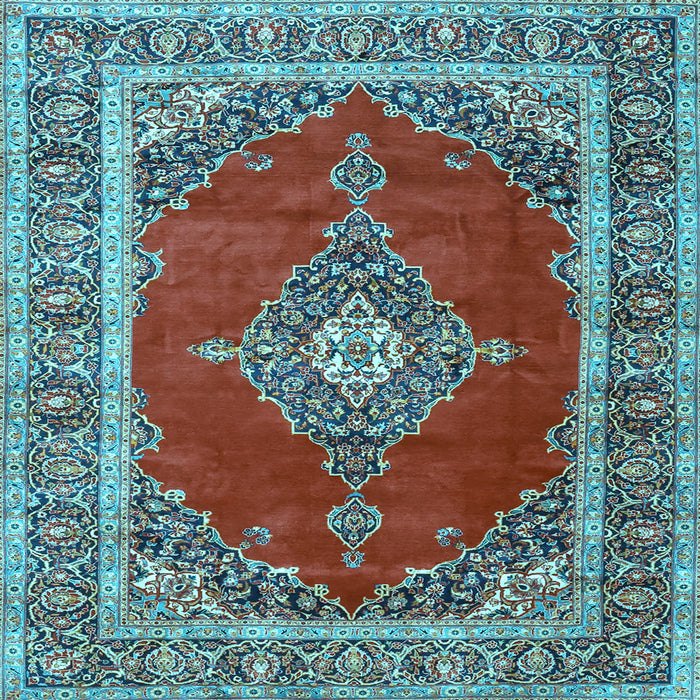 Square Medallion Light Blue Traditional Rug, tr4489lblu