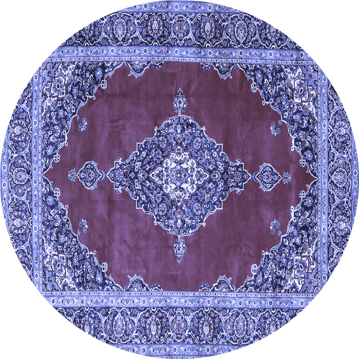 Round Medallion Blue Traditional Rug, tr4489blu