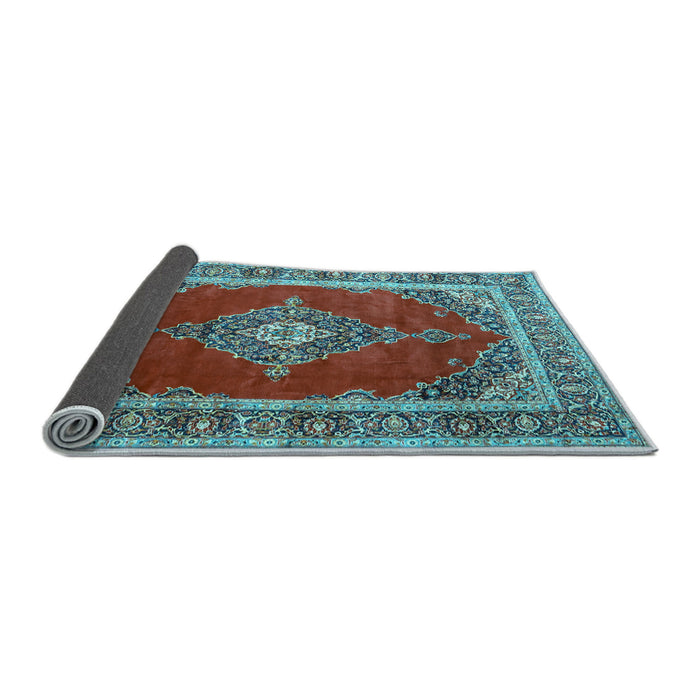 Sideview of Medallion Light Blue Traditional Rug, tr4489lblu