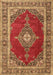 Machine Washable Medallion Brown Traditional Rug, wshtr4489brn