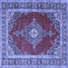 Square Medallion Blue Traditional Rug, tr4489blu