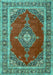 Machine Washable Medallion Turquoise Traditional Area Rugs, wshtr4489turq