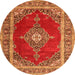 Machine Washable Medallion Orange Traditional Area Rugs, wshtr4489org