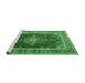 Sideview of Machine Washable Medallion Emerald Green Traditional Area Rugs, wshtr4489emgrn