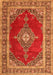 Serging Thickness of Machine Washable Medallion Orange Traditional Area Rugs, wshtr4489org