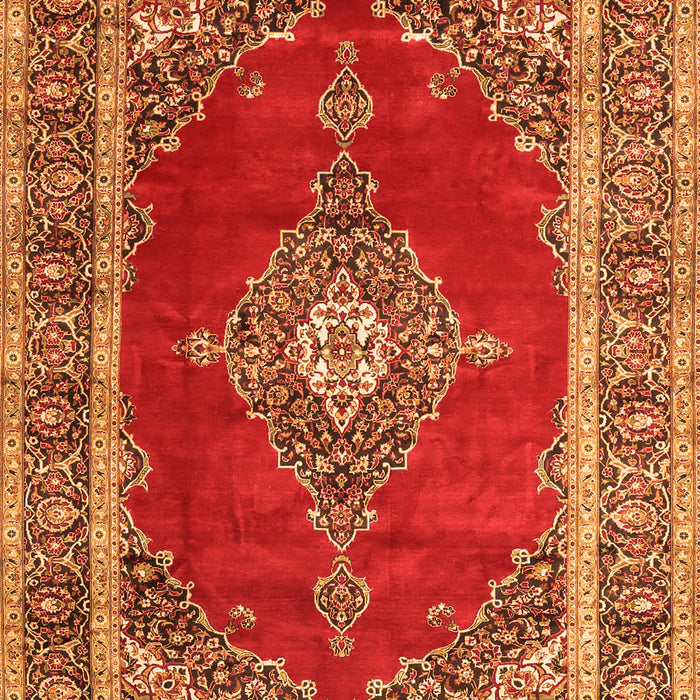 Serging Thickness of Machine Washable Medallion Orange Traditional Area Rugs, wshtr4489org
