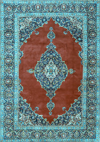 Medallion Light Blue Traditional Rug, tr4489lblu