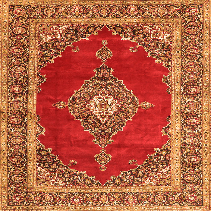 Serging Thickness of Medallion Orange Traditional Rug, tr4489org