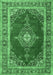 Machine Washable Medallion Emerald Green Traditional Area Rugs, wshtr4489emgrn