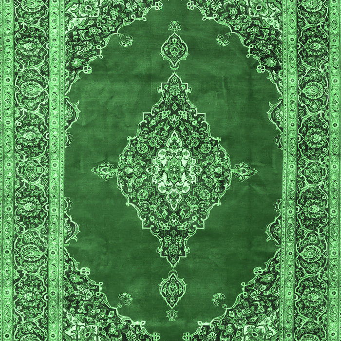 Machine Washable Medallion Emerald Green Traditional Area Rugs, wshtr4489emgrn