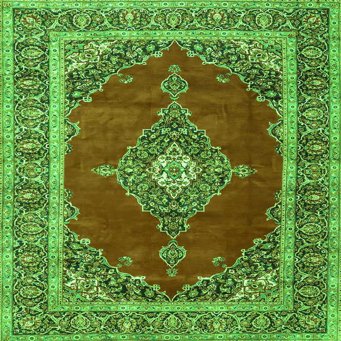Serging Thickness of Medallion Green Traditional Rug, tr4489grn