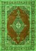 Serging Thickness of Machine Washable Medallion Green Traditional Area Rugs, wshtr4489grn