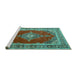 Sideview of Machine Washable Medallion Turquoise Traditional Area Rugs, wshtr4489turq