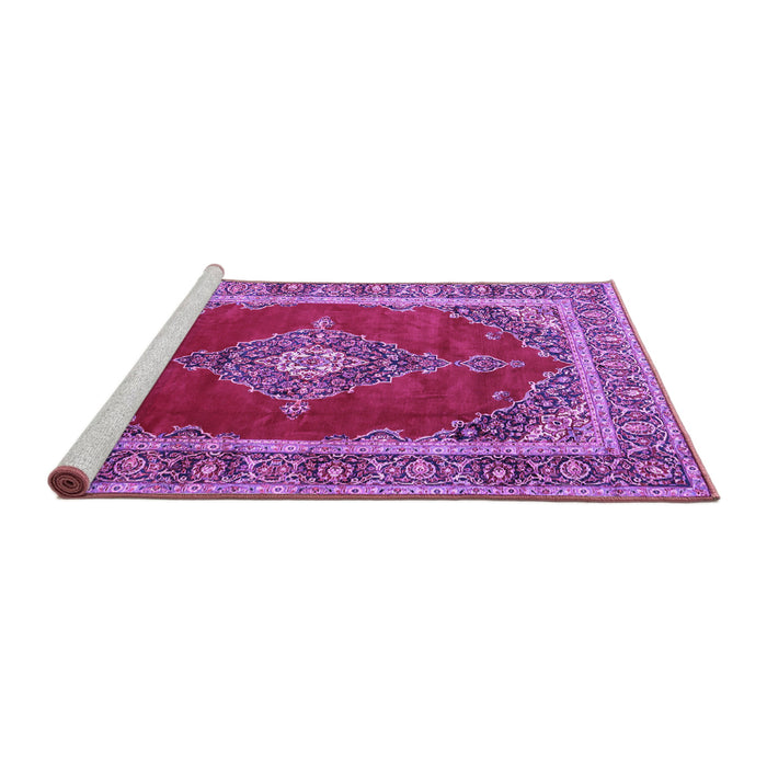 Sideview of Machine Washable Medallion Purple Traditional Area Rugs, wshtr4489pur
