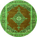 Machine Washable Medallion Green Traditional Area Rugs, wshtr4489grn