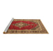 Sideview of Machine Washable Medallion Brown Traditional Rug, wshtr4489brn