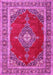 Machine Washable Medallion Pink Traditional Rug, wshtr4489pnk