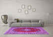 Machine Washable Medallion Purple Traditional Area Rugs in a Living Room, wshtr4489pur