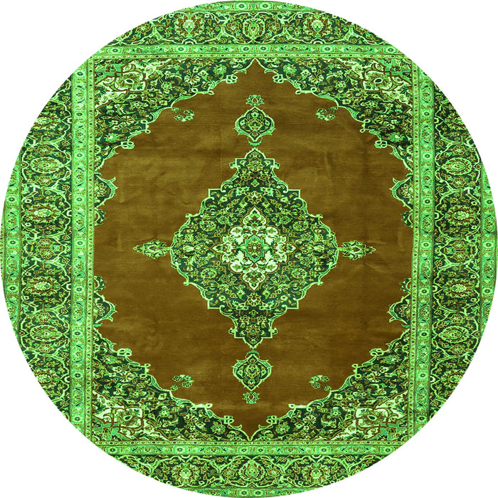 Square Medallion Green Traditional Rug, tr4489grn