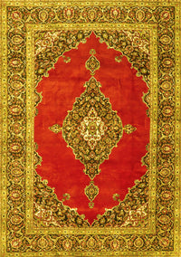 Medallion Yellow Traditional Rug, tr4489yw