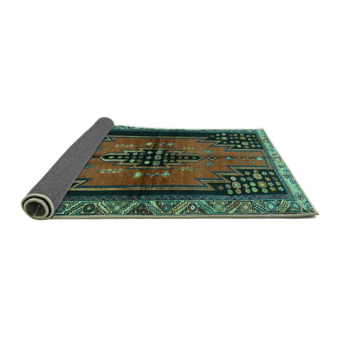 Sideview of Persian Turquoise Traditional Rug, tr448turq