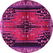 Round Machine Washable Persian Pink Traditional Rug, wshtr448pnk