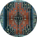 Round Persian Light Blue Traditional Rug, tr448lblu