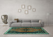 Machine Washable Persian Turquoise Traditional Area Rugs in a Living Room,, wshtr448turq