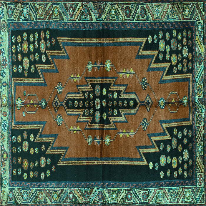 Square Persian Turquoise Traditional Rug, tr448turq