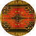 Round Persian Yellow Traditional Rug, tr448yw