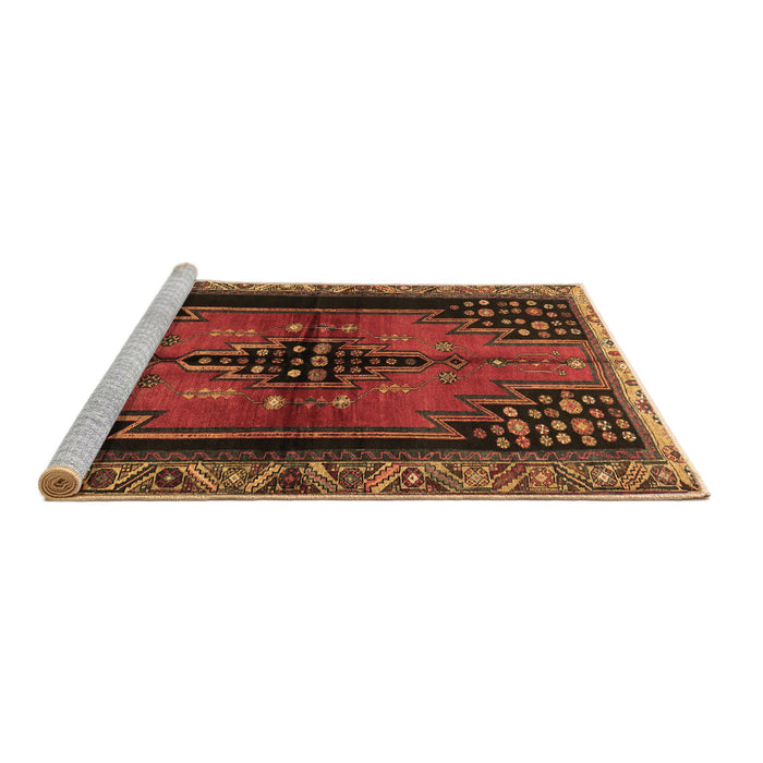 Sideview of Machine Washable Persian Brown Traditional Rug, wshtr448brn