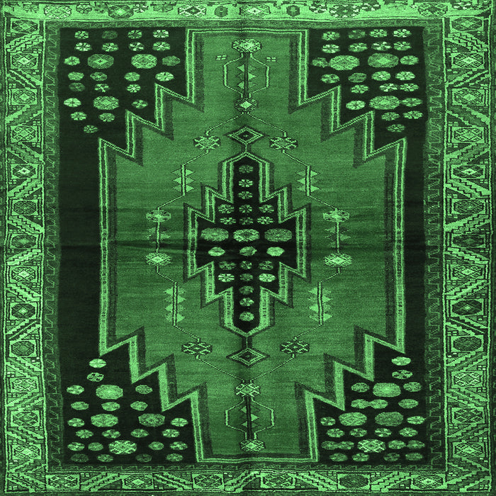 Square Persian Emerald Green Traditional Rug, tr448emgrn