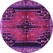 Round Machine Washable Persian Purple Traditional Area Rugs, wshtr448pur