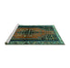 Sideview of Machine Washable Persian Turquoise Traditional Area Rugs, wshtr448turq